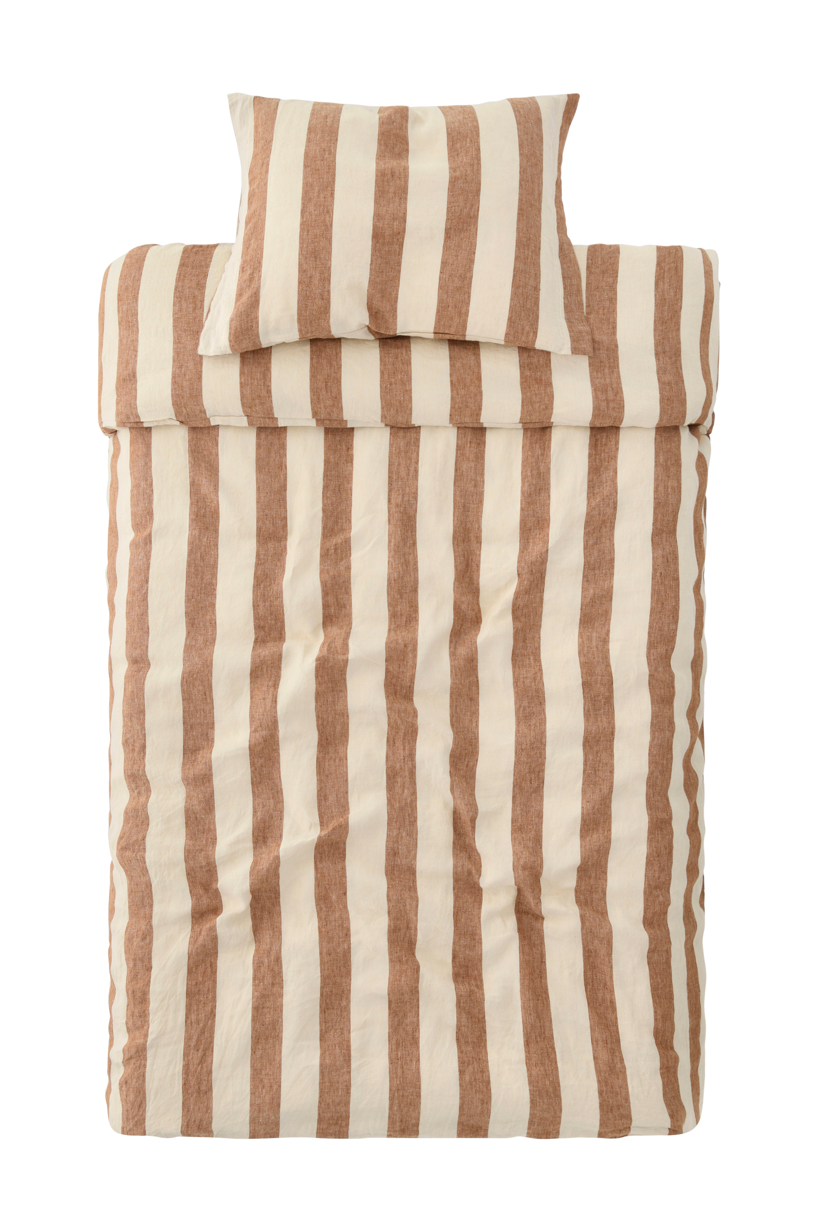 Sengesett Candice Block Stripe i vasket lin, 2 deler v:6569466