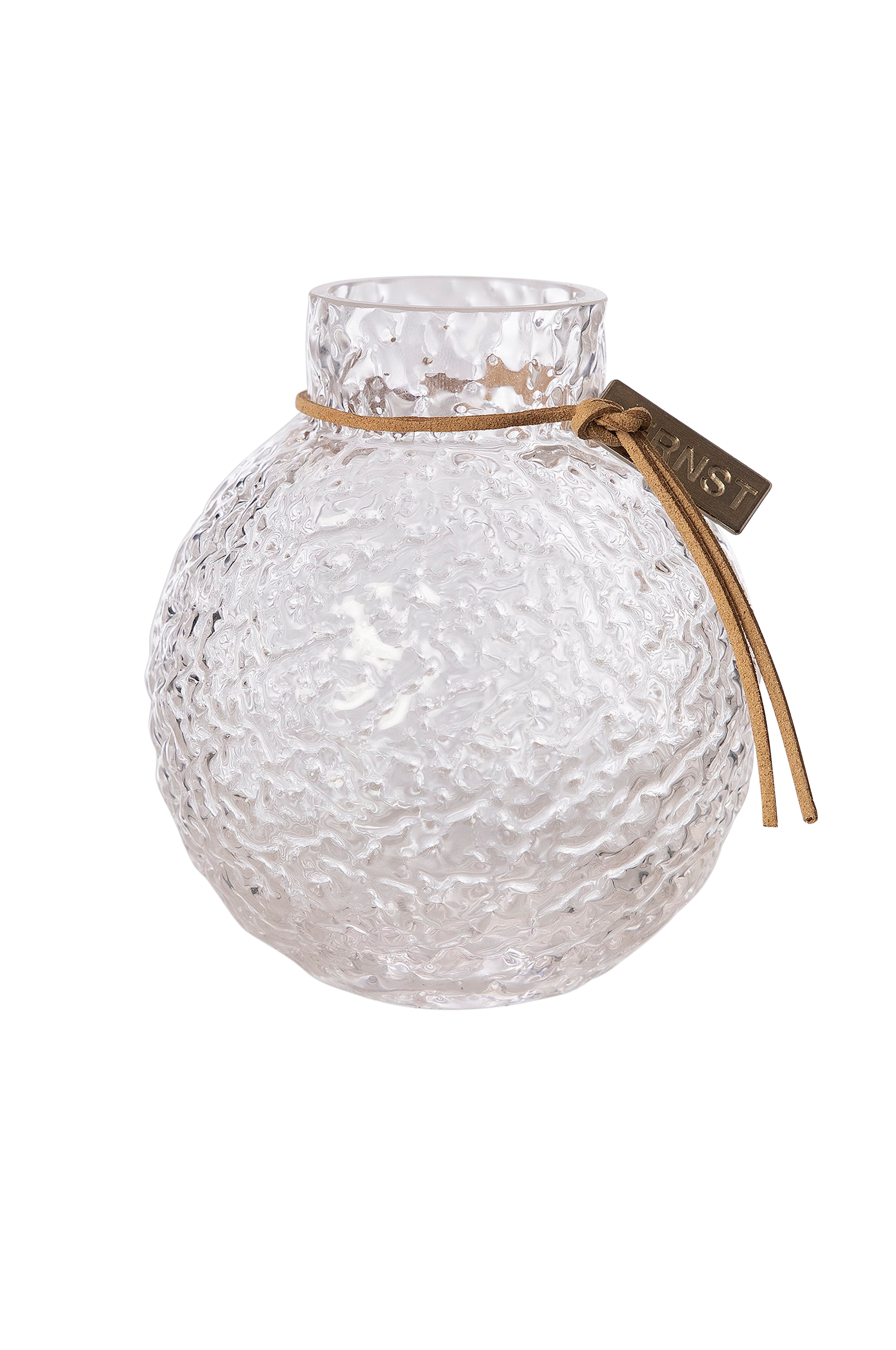 Glassvase rund mønstret tekstur Ø 9 cm, h 10 cm v:2052365