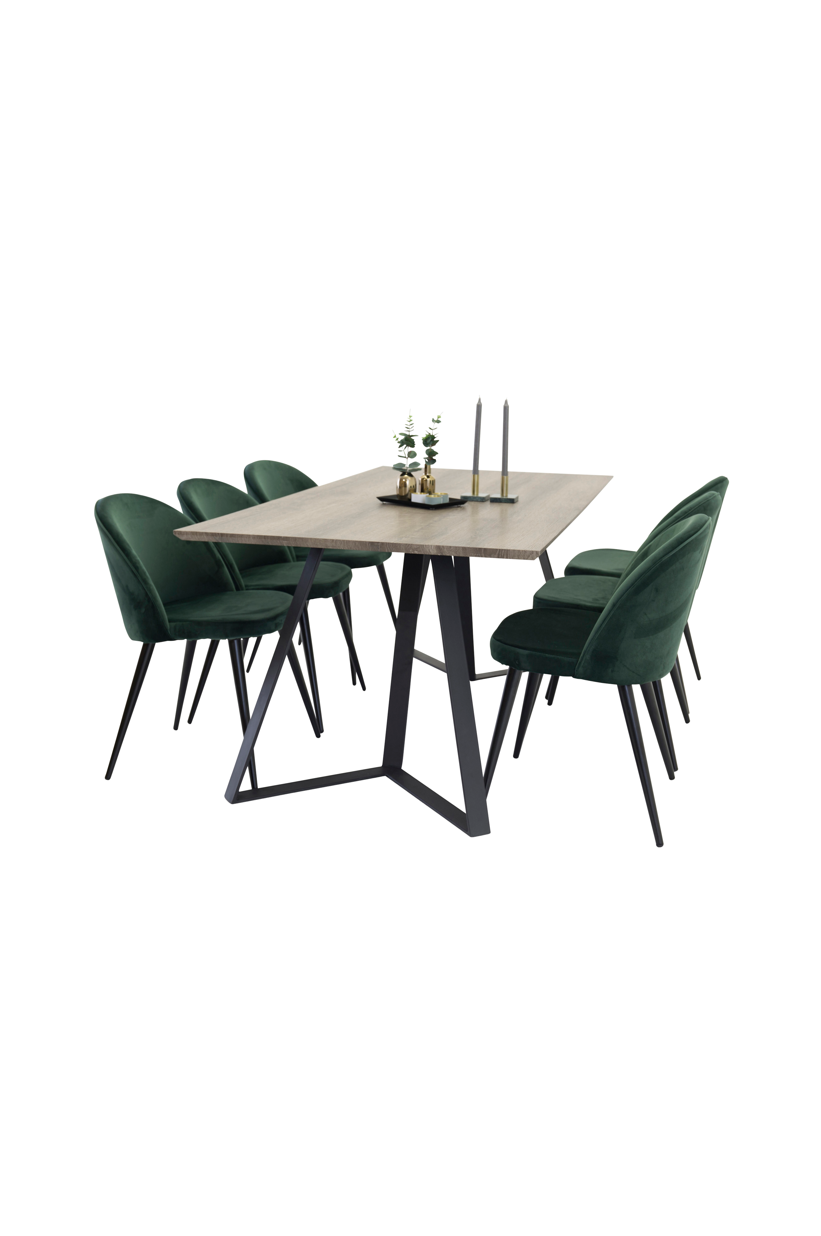 Spisegruppe med Maggie Spisebord og 6 stk. Velvet stol v:2282437
