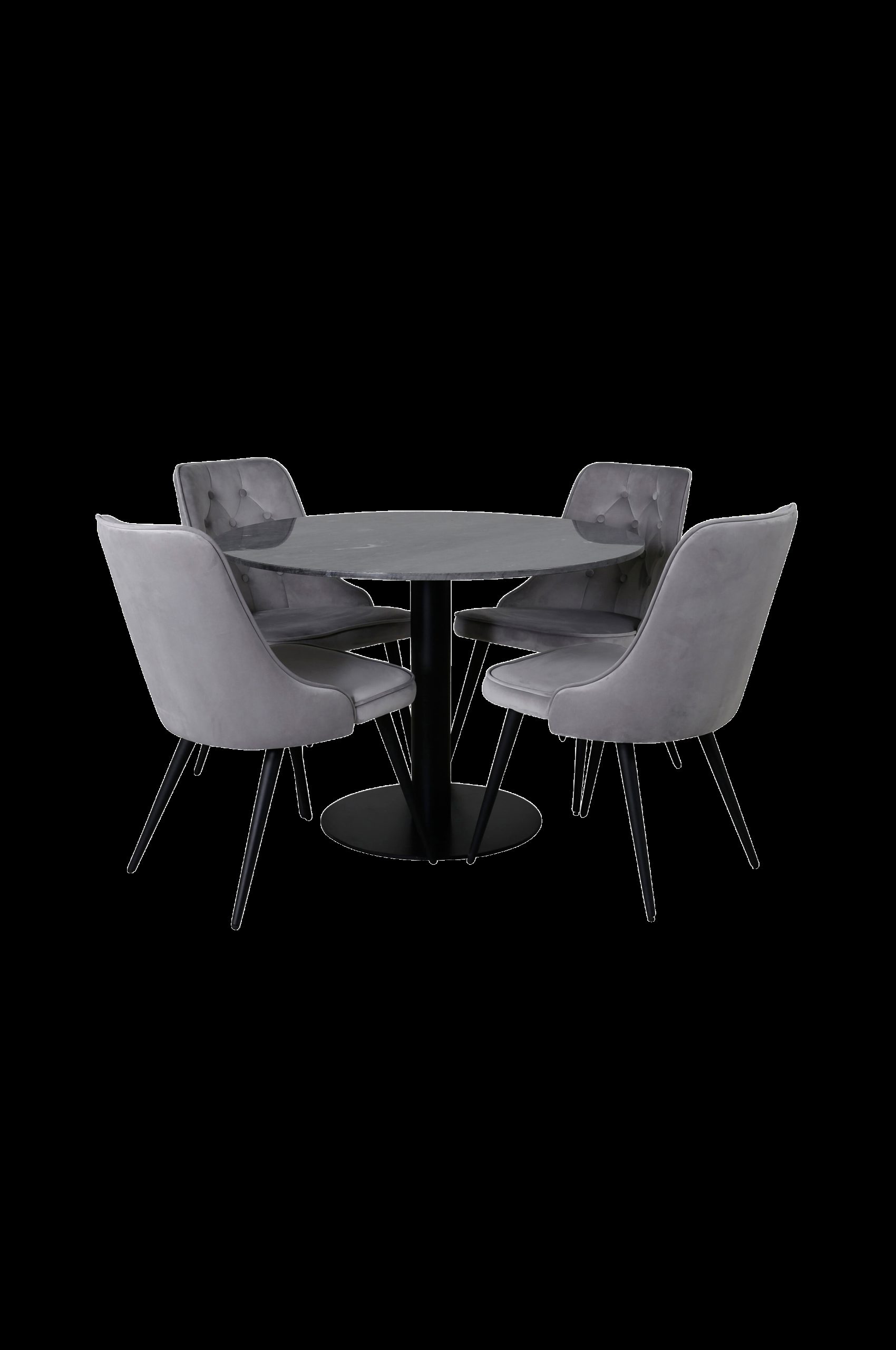 Spisegruppe Estelle med 4 stk stoler Velvet Deluxe v:2359453