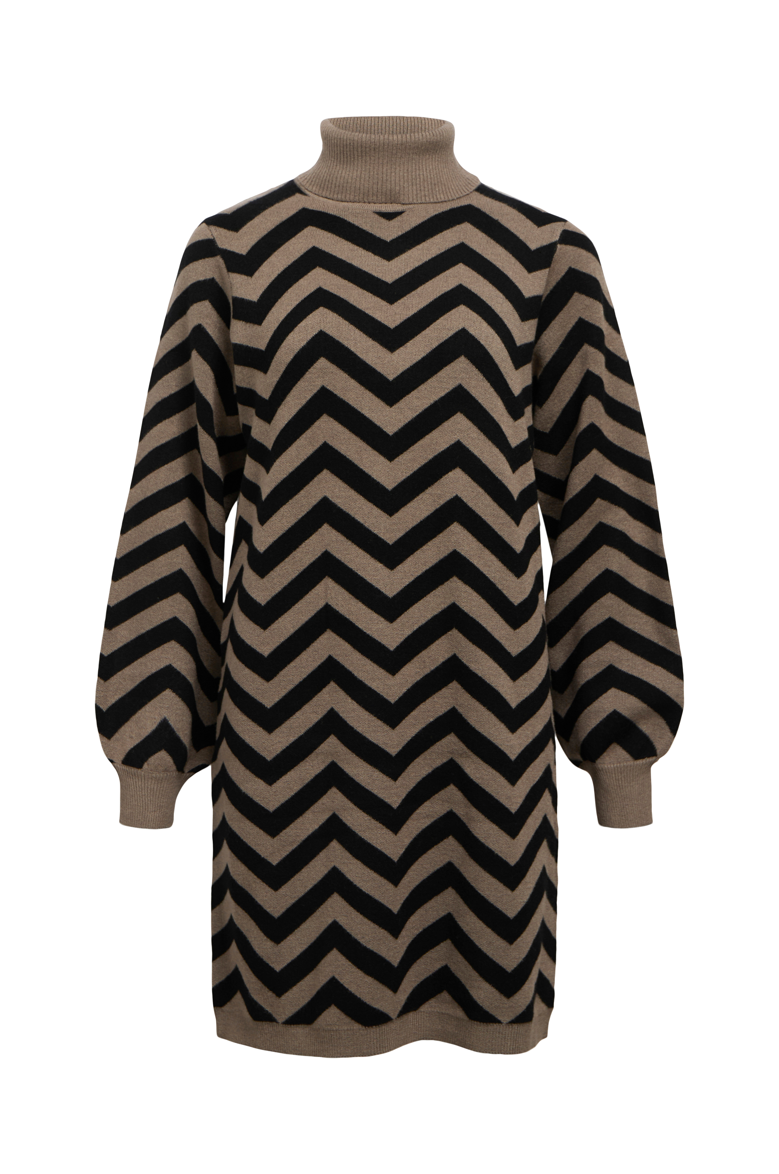 Kjole objRay L/S Knit Rollneck Dress Aop v:2813717