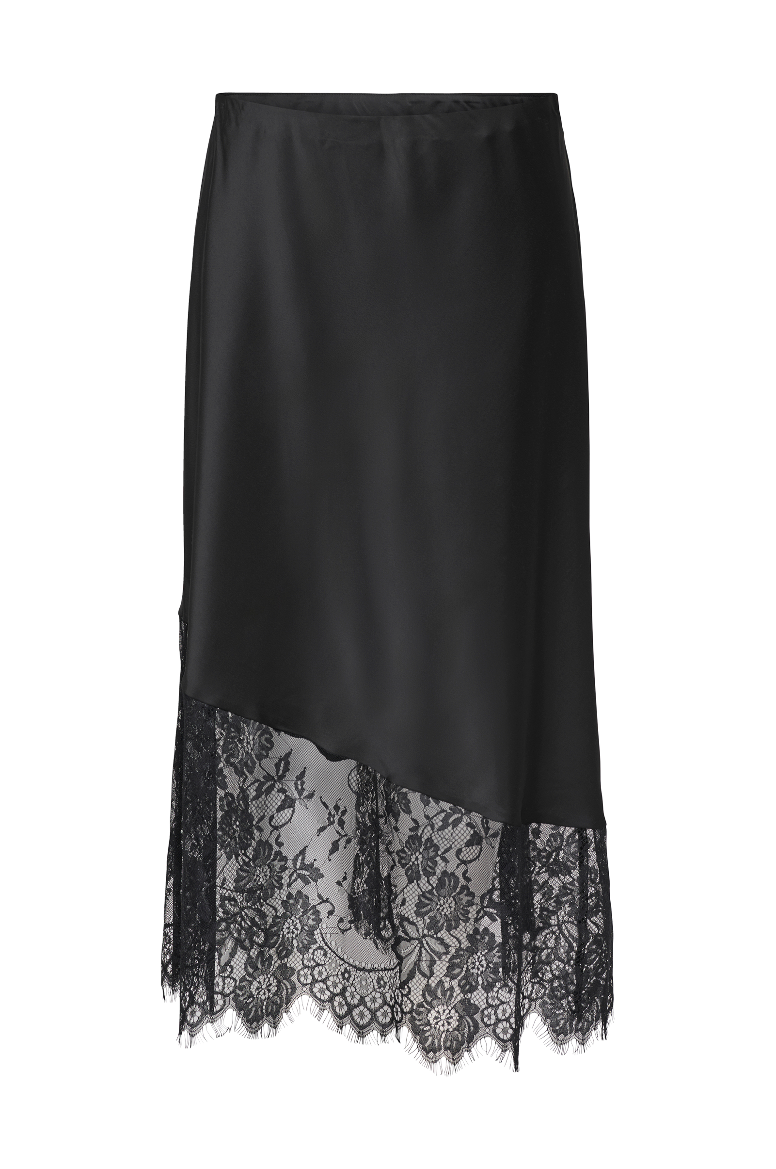 Satengskjørt Caremily Midaxi Asym v:4530996