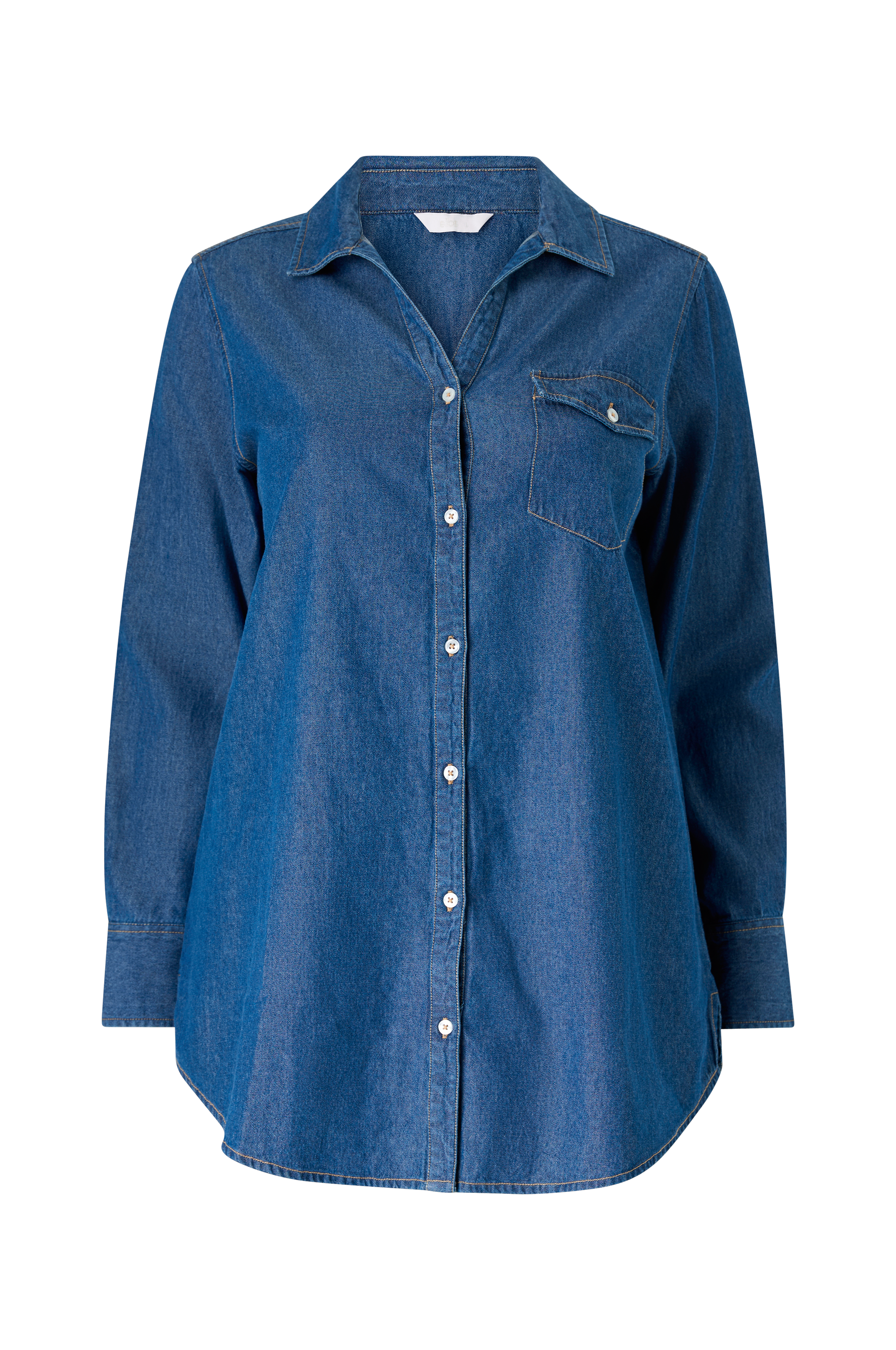 Lang denimskjorte v:3075345