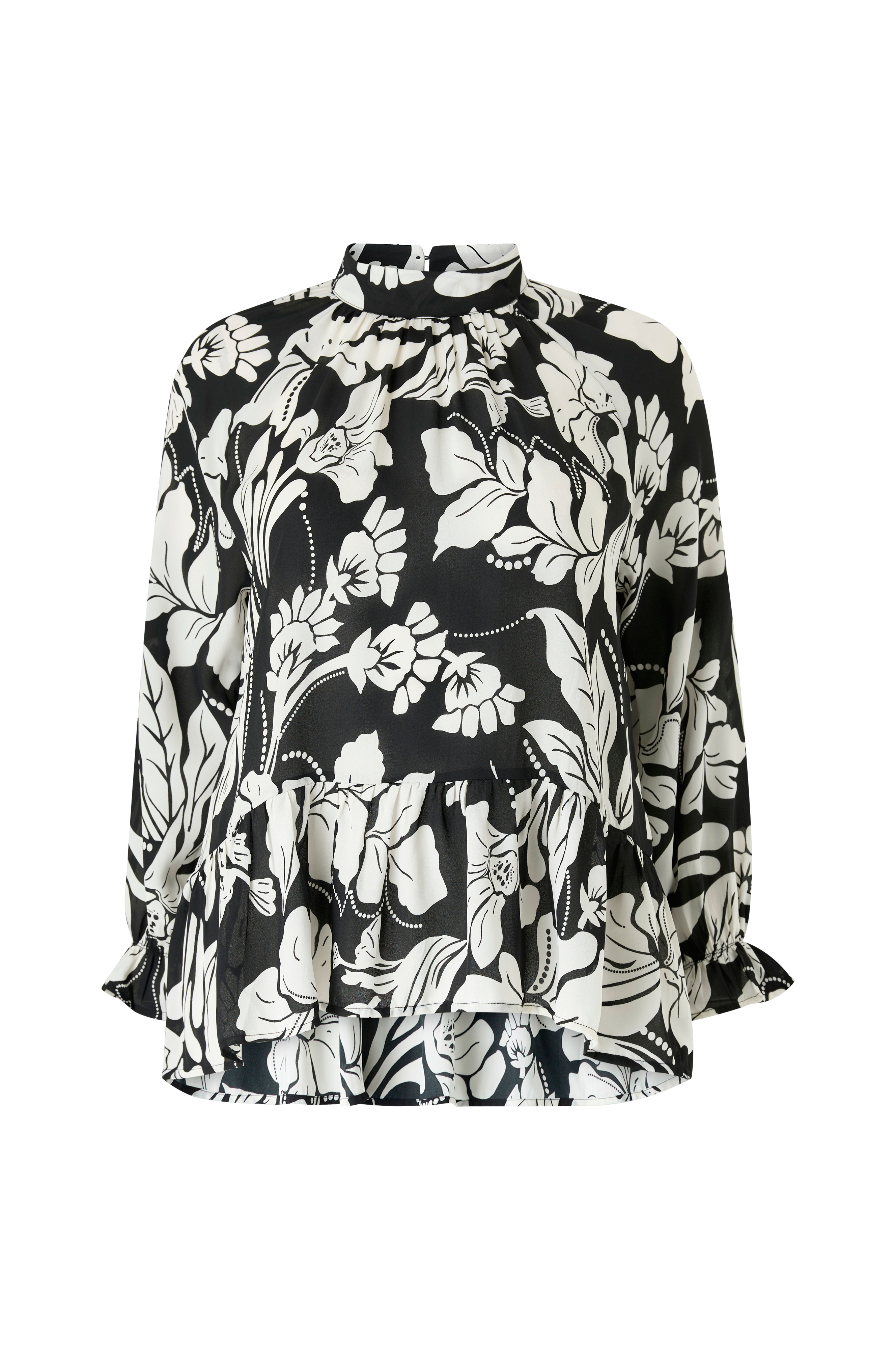 Chiffongbluse med volanger v:1087766
