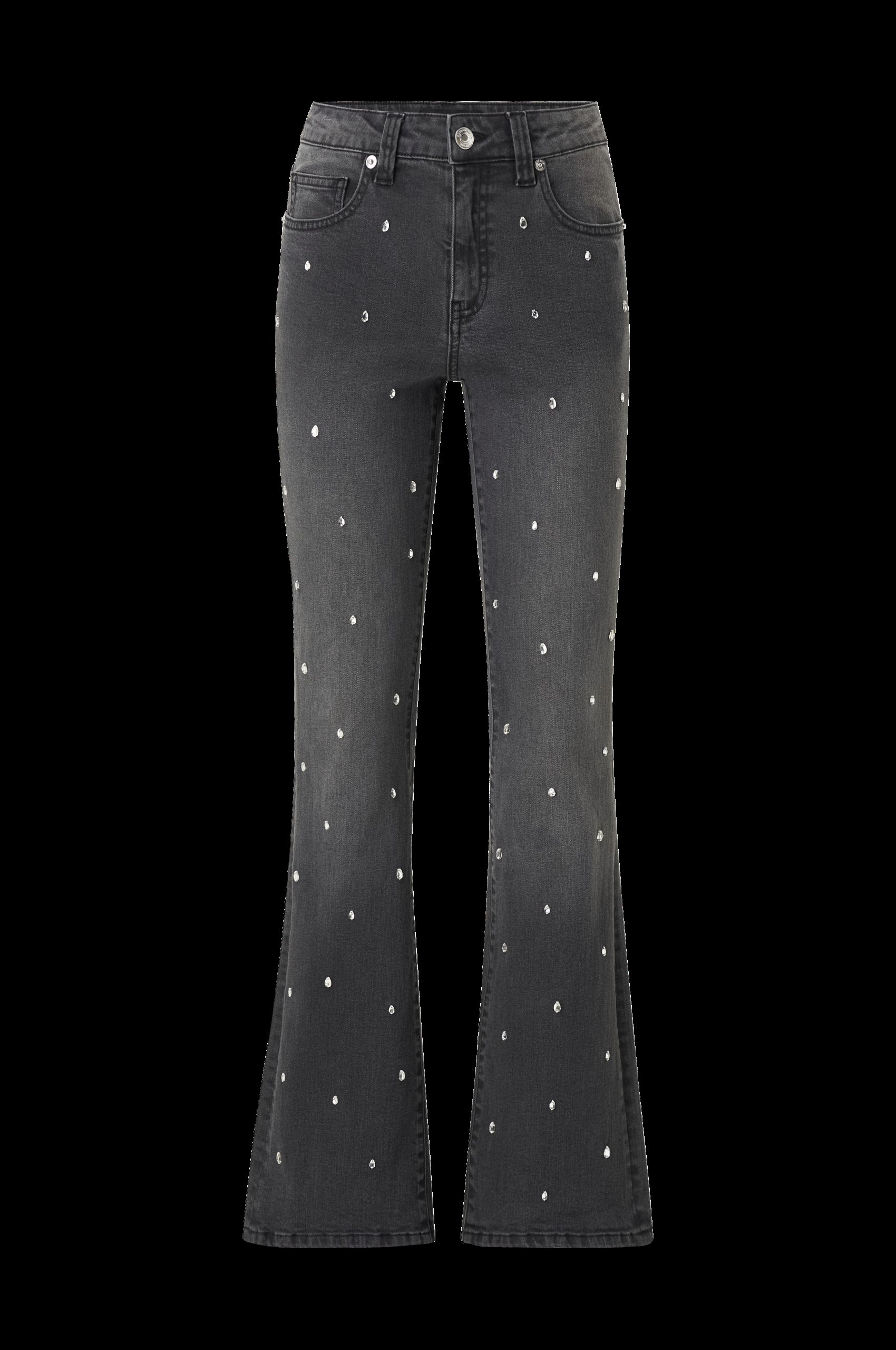 Boot cut jeans med strass v:478683