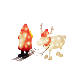 Akrylfigur av julenissen og reinsdyr med 40 LED v:7664849 Akrylfigur av julenissen og reinsdyr med 40 LED v:7664849