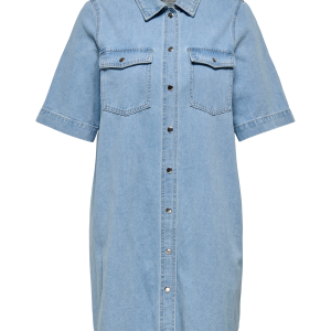 Denimkjole carBelle S/s Button Knee Dress Dnm v:5088622