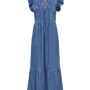 Denimkjole Onlshania S/l Frill Midi Dnm Dress v:2699466 Denimkjole Onlshania S/l Frill Midi Dnm Dress v:2699466
