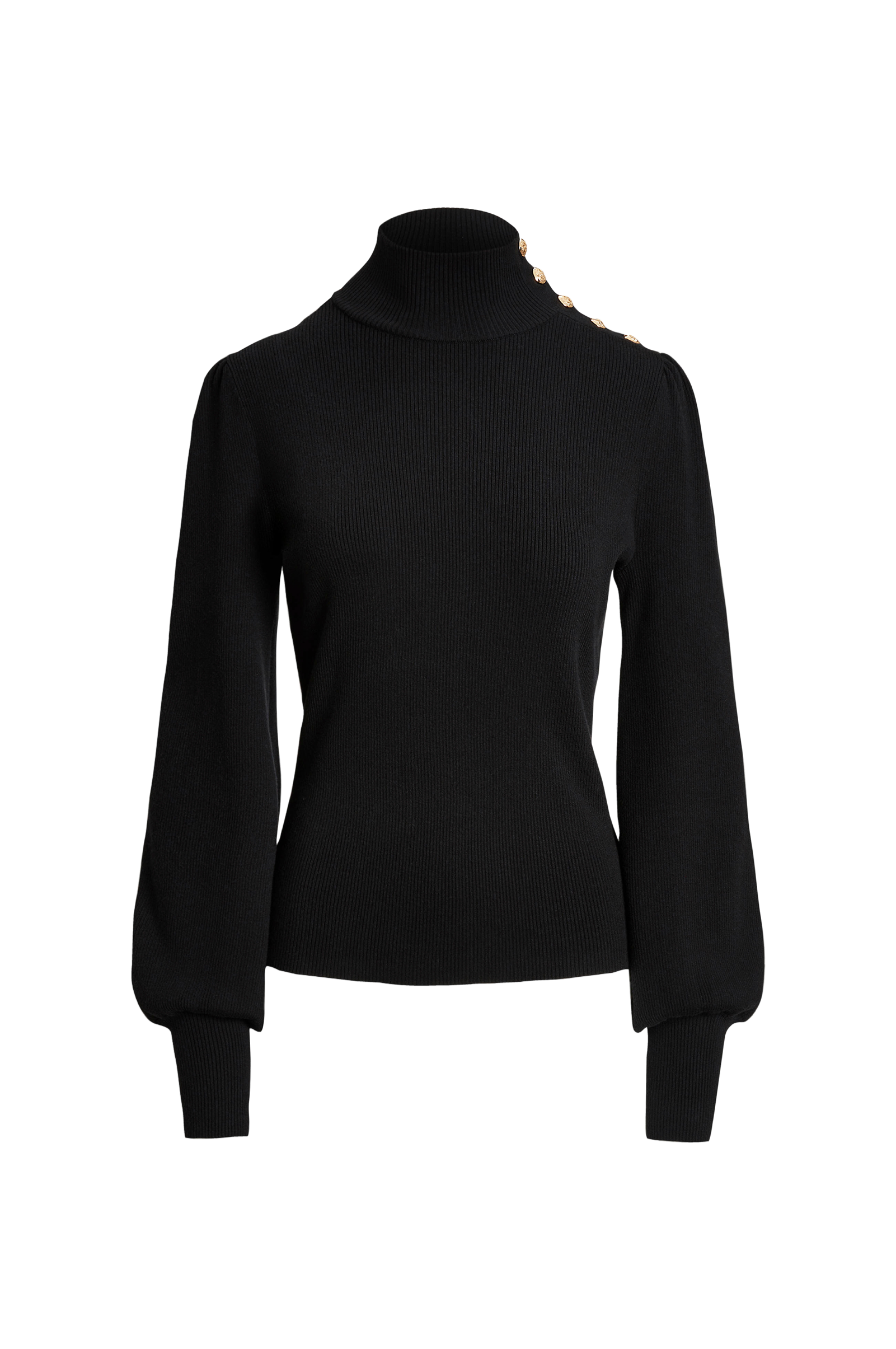 Topp med høy hals Cotton Modal LS MN Top v:7895049