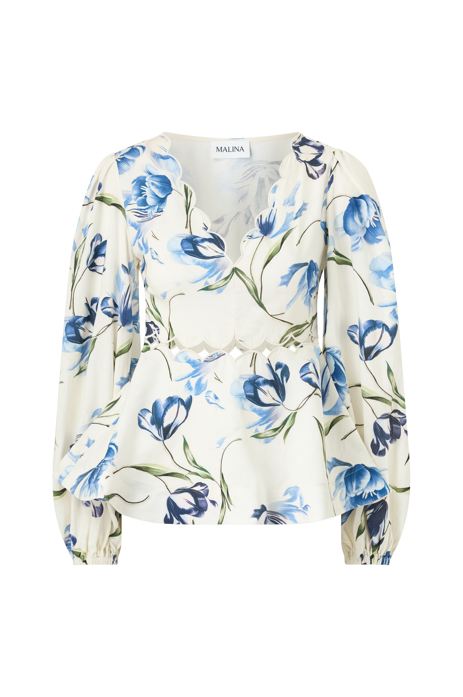 Topp Maya Scalloped Balloon Sleeve Blouse v:1225655